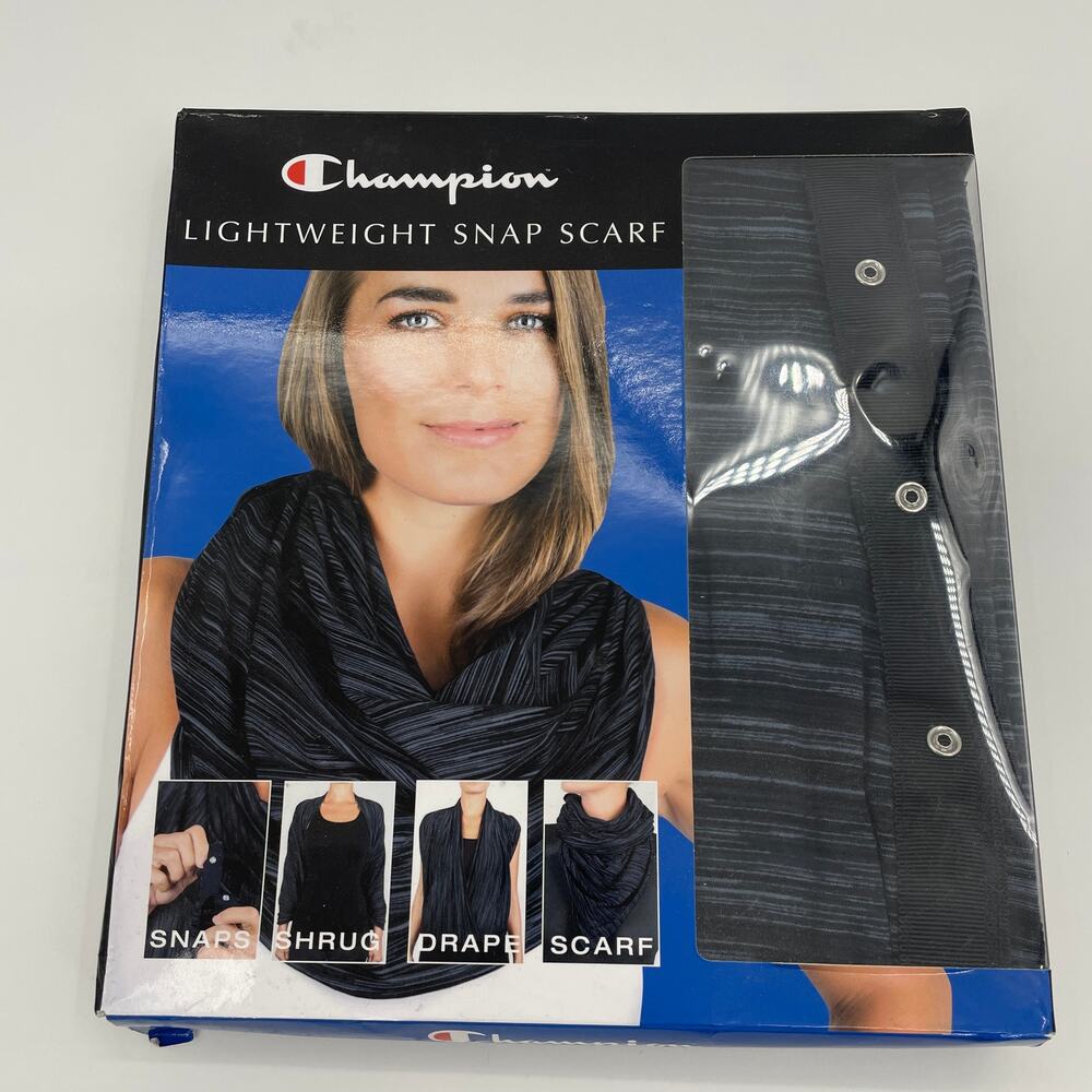 New CHAMPION Lightweight Snap Scarf Marled Grey Shawl Wrap
